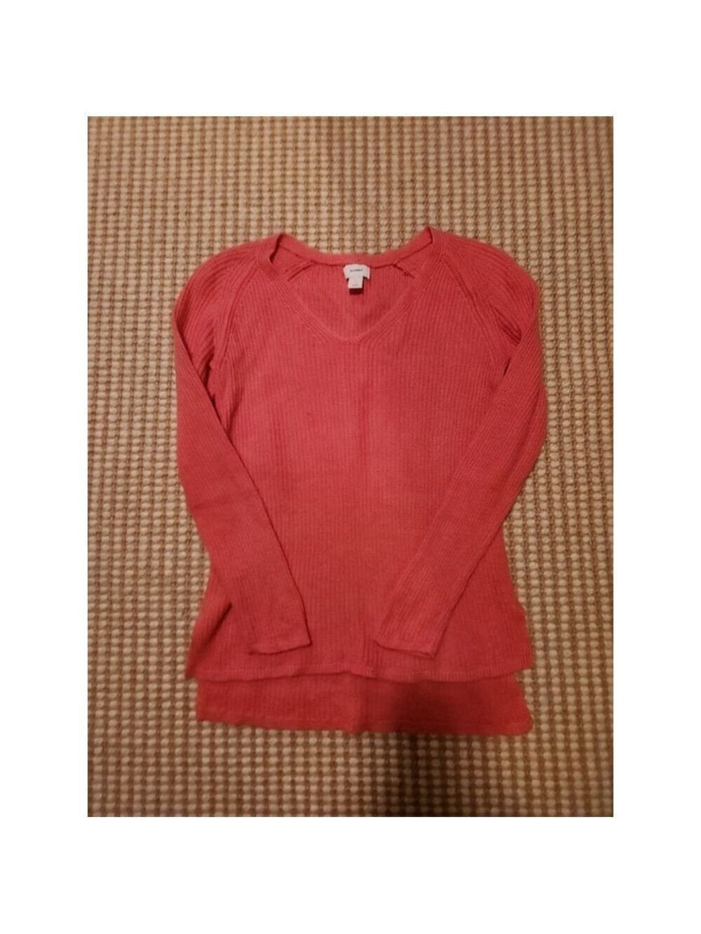 Women's Old Navy Coral Ribbed V-Neck Spring Sweater S